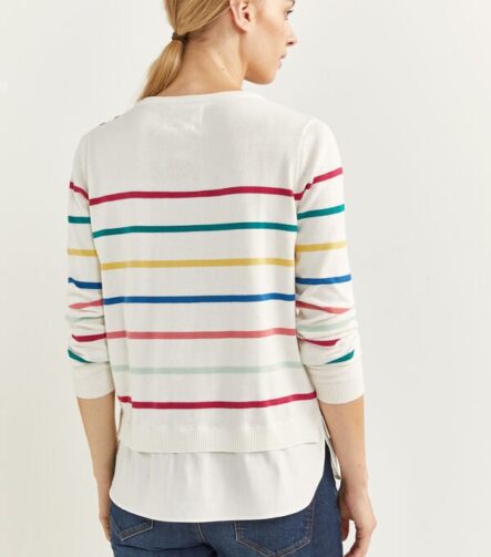 Pull à rayures multicolores en coton bio