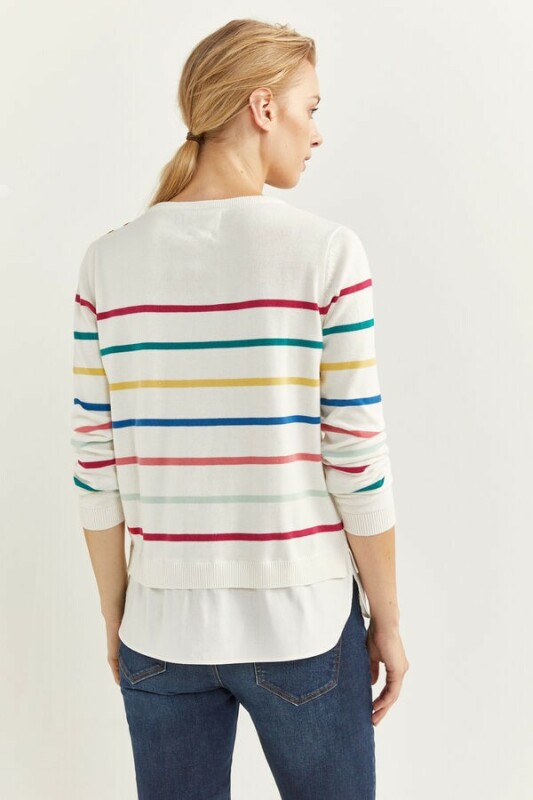 Pull à rayures multicolores en coton bio