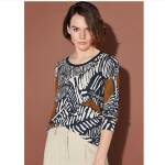 Cortefiel - Pull - imprimé - blanc et bleu marine