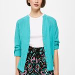 Chemise à col Mao en coton et lin