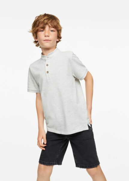 Polo coton col mao