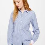 Chemise rayée à col contrasté