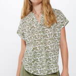 Chemise col mao en coton et lin
