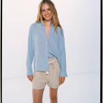 Chemise basique en coton et lin