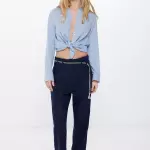 Pantalon en lin avec ceinture à cordon