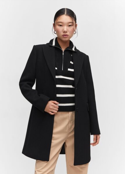 Manteau droit à revers laine Marque Mango