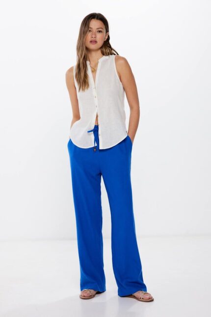 Pantalon en viscose et lin