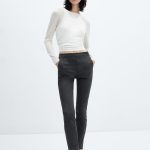 Pantalon skinny crop Gris chiné clair