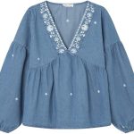 Chemisier en jean brodé