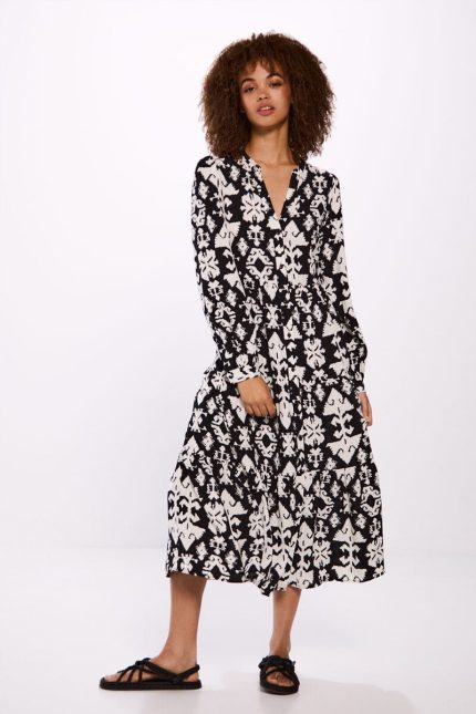 Robe chemise midi à empiècements
