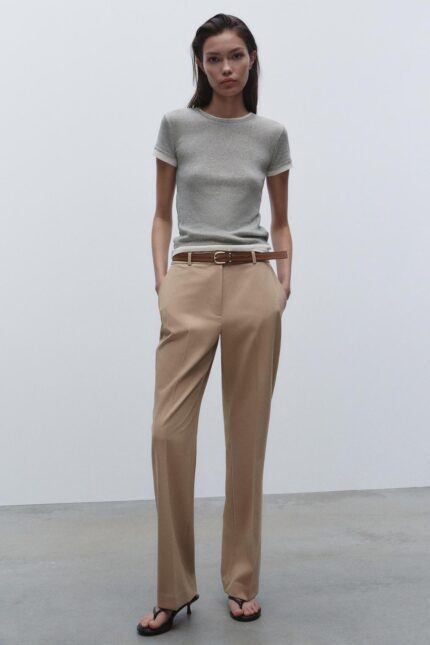 PANTALON DROIT AVEC CEINTURE
