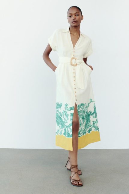 ROBE CHEMISE IMPRIMÉE FRISE