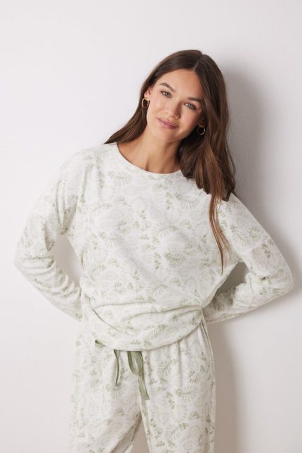 Pyjama long en velours vert
