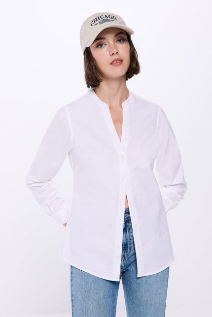 Chemise Oxford à col mao