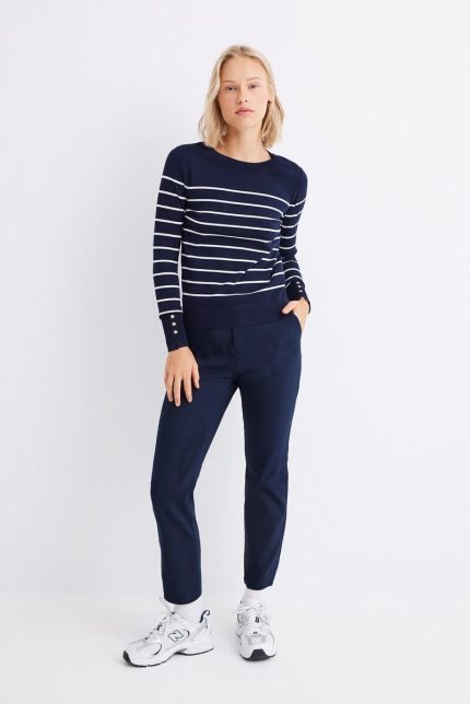 Pantalon chino avec ceinture bleu
