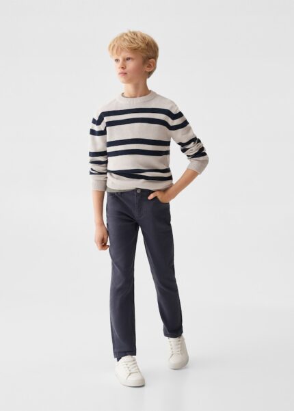 Pantalon droit coton Bleu marine foncé