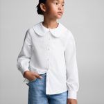 Chemise ajourée col Claudine