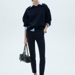 Pantalon skinny crop Bleu marine foncé