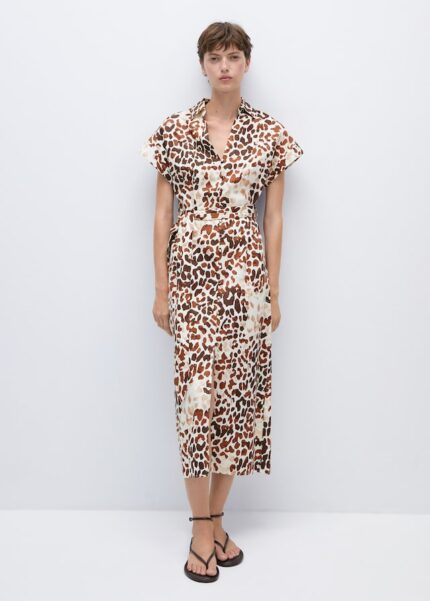 Robe en imprimé animal nœud