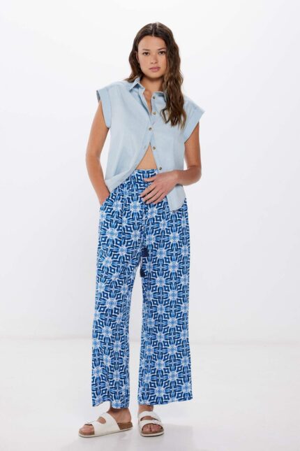 Pantalon palazzo rustique en viscose