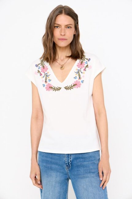 T-shirt brodé de fleurs