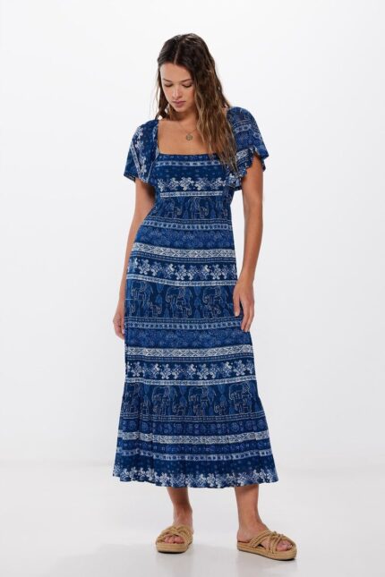 Robe midi à bordures croisées dans le dos
