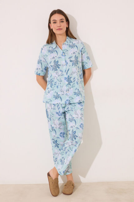 Pyjama chemise à fleurs Capri 100 % coton