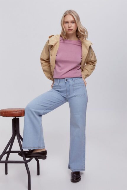 Pantalon en jean à jambes larges