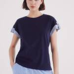 T-shirt combiné à manches retroussables