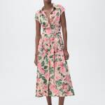 Robe chemisier imprimée avec ceinture