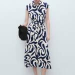 Robe chemisier imprimée avec ceinture