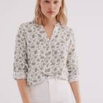 Chemise en coton et lin à col mao