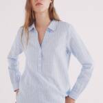 Chemisier polo en coton et lin