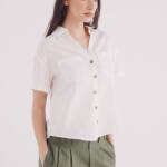 Chemise en coton et lin à manches courtes