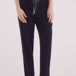 Pantalon plissé avec ceinture en lin Noir