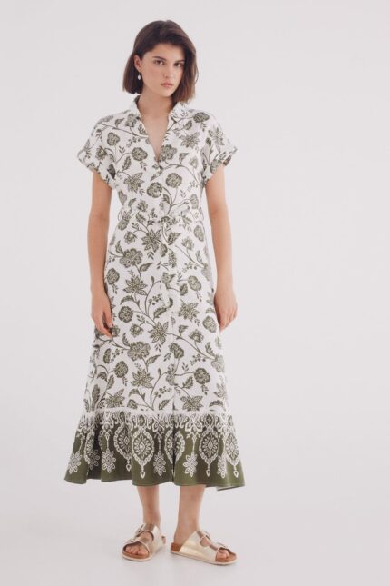 Robe chemise à bordure