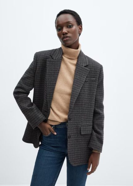 Veste structurée pied-de-poule