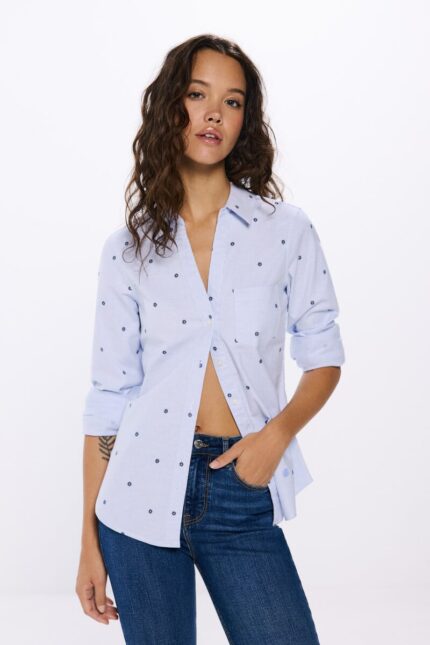 Chemise Oxford à col en V