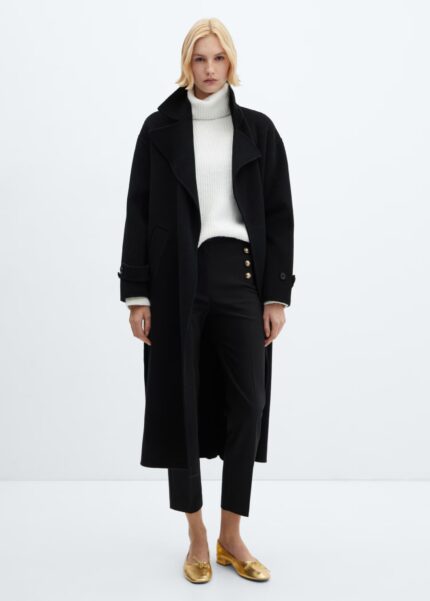 Pantalon droit boutons bijou Noir