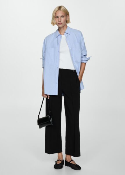 Pantalon droit boutons Noir