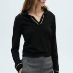 Pull revers contrastés liserés