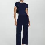 Pantalon droit boutons bleu
