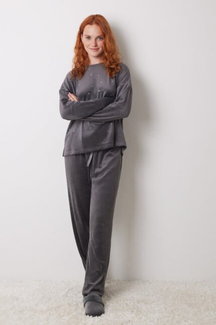 Pyjama long en velours noir