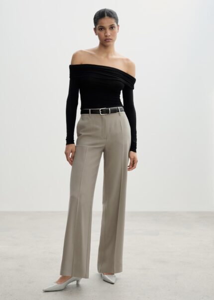 Pantalon pinces wideleg Gris