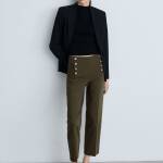 Pantalon droit boutons bijou