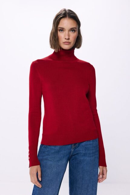 Pull à col montant et poignets boutonnés