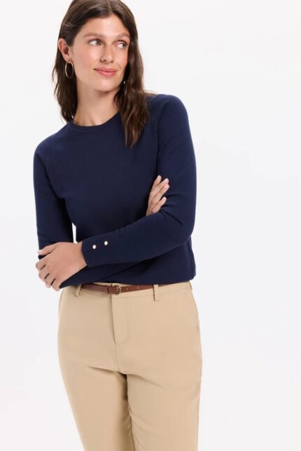 pull avec boutons et poignets Bleu