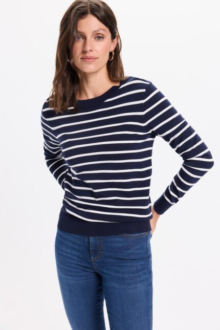 Pull en viscose à rayures Bleu