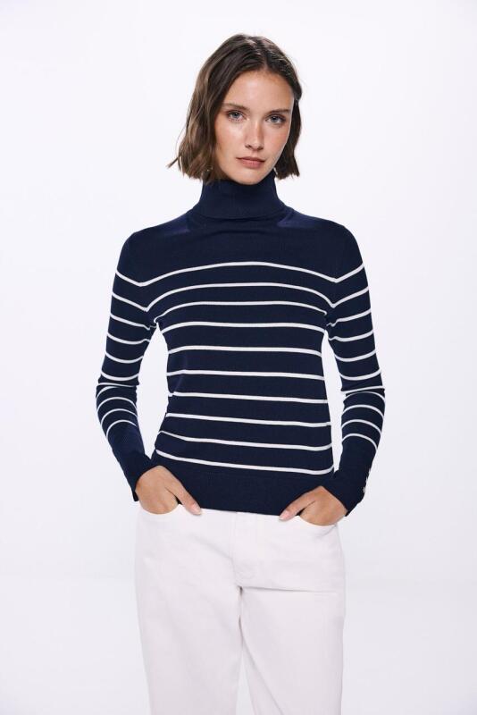 mujer jersey cuello alto botones puno navy springfield jerseis y cardigans