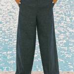 PANTALON LARGE À BOUTONS AVEC LIN